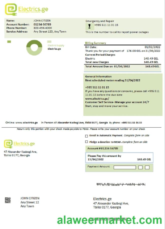 Georgia Electrics.ge electricity bill